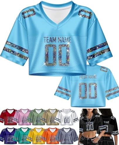 Custom Cropped Football Jersey for Women Personalized Crop Top Plain Streetwear Sport Jersey with Team Name Number