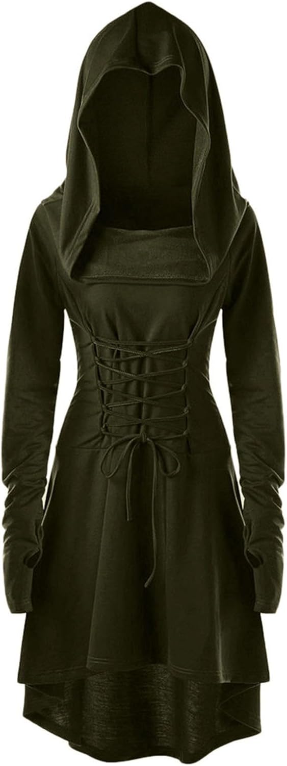 Renaissance Faire Costume Women Vintage Medieval Cloak Hooded Dress Ren Faire Dress Viking Dress Halloween Costumes
