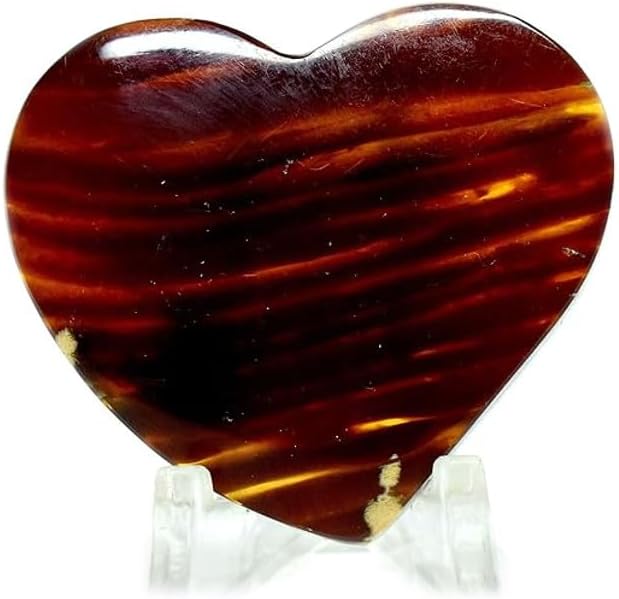 43mm 50 Carat Blue Orange Amber Heart Sparkling Natural Translucent Genuine Mineral Gemstone - Indonesia