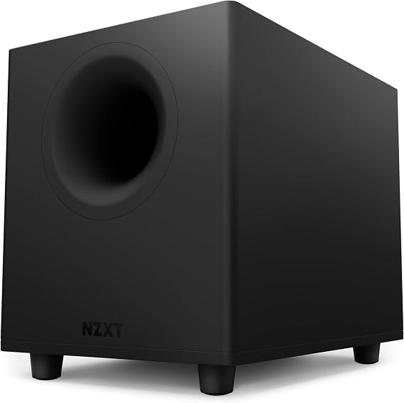 NZXT Relay PC oyun masaüstü derin bas hoparlörü – AP-SUB80-EU – 140 Watt – daha derin, güçlü bas – aşağı yayılan 6,5 inç sürücü – Crossover ve faz için döner düğme – siyah