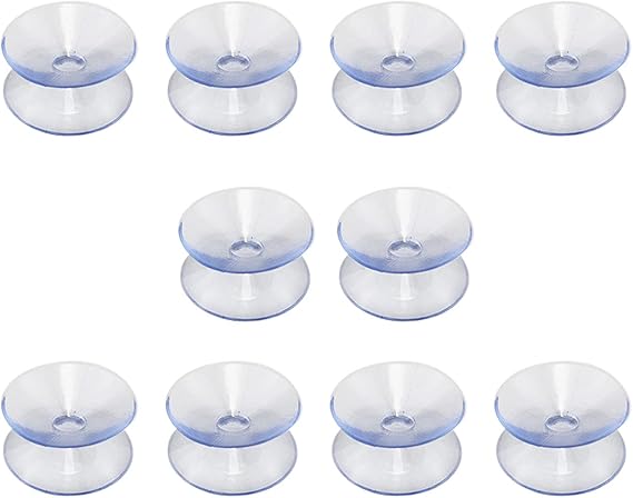EKDJKK 10 Pack Double Sided Suction Cups, Clear Suction Cups, Glass Table Top Bumpers, Glass Table Top Spacers, Window Hanger Suction Cup for Home Kitchen Glass Table Top Organization (0.8 Inch)