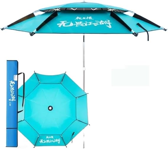 EMENAR Portable Beach Umbrella Sun Shade For Outdoor Fishing, 360 Rotation Fishing Umbrella Parasol With Anchor And Carry, Rainproof, Windproof (Size : W-2.2M*H-2.1M)