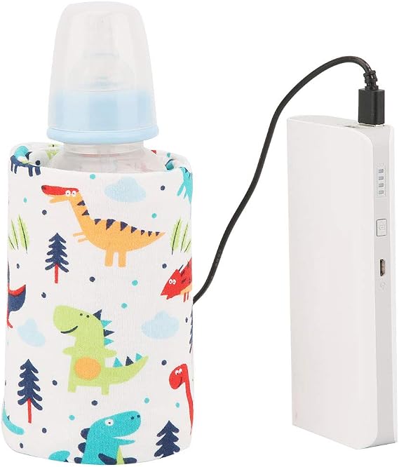 Hilitand Portable Bottle Keep Warm, USB Travel Milk Heat Keeper, Baby Bottle Keep Warmer for Car Tavel, Storage Cover Insulation Thermostat(Dinosaur, 12)