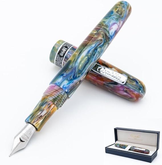 Conklin 1898 Fountain Pen, Misto Green - Fine Nib | Luxury Writing Instrument with Unique Resin Blend | JoWo Stainless Steel Nib Made in Germany | Ideal Gift for Pen Lovers