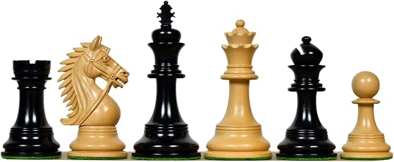 The CB Bridle Series Luxury Staunton Chess Pieces in Ebony Wood & Boxwood 4.2" King, Triple Weighted Professional Chessmen with Extra Queens Handcrafted by ChessBazaar