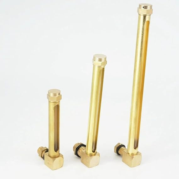 Oil Liquid Level, 1/4" 3/8" 1/2" BSP M12 M14 Brass Oil Liquid Level Indicator Sight Glass Gauge Lathes 1PC(150mm,1/4")