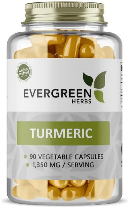 Evergreen Herbs Turmeric Capsules (Curcuma Longa) - 90 Count, 450 mg per Capsule