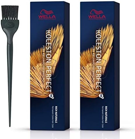 Wella Koleston Perfect Me+ Rich Naturals 6/1 Pack of 2 Dark Ash Blonde 60ml and Color Brush