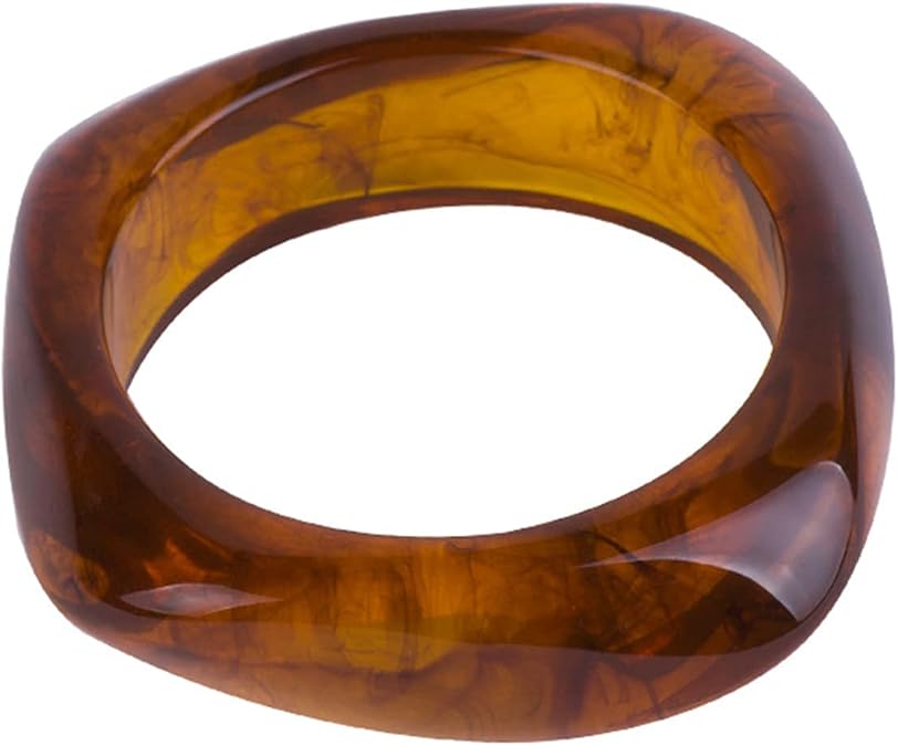 Resin Irregular Bangle Wrap Bracelet Colorful for Women Jewelry Gifts Geometric Bohemian Holiday Elegant Round Acrylic Bracelet White Black Multicolor-Light Brown