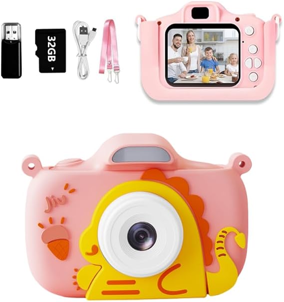 Kids Camera, 1080P 48MP Front Selfie Toddler Camera, 2.4" Large Screen Toy Camera, 8X Zoom Christmas Birthday Gift Camera, Fit 2 3 4 5 6 7 8 9 10 11 12,P Ink