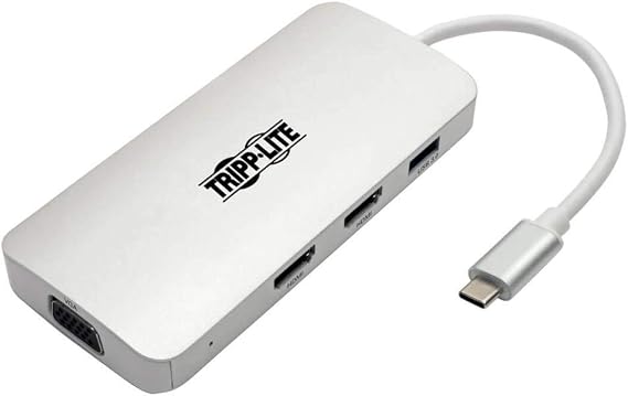 Tripp Lite USB-C Docking Station with Triple Display, 4K @ 60 Hz HDMI, DisplayPort, VGA, USB A 3.2 Gen 1, Gigabit Ethernet Port, 100W PD Charging Quick Charge QC, (U442-DOCK12-S)