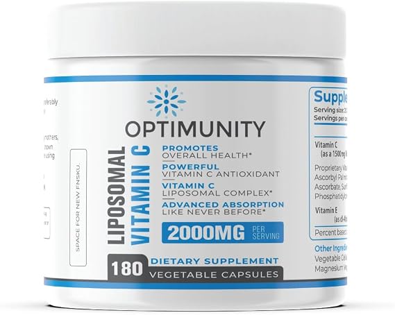 Liposomal Vitamin C 2000 mg Vitamin C Capsules with Sunflower Lecithin Non-GMO, Vegan, Gluten-Free 180 Veggie Capsules
