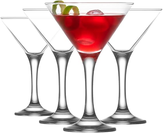 LAV Martini Glasses Set of 4 - Martini Cocktail Glass Set 6 oz - Cosmopolitan Glasses for Elegant Cocktails - Classic Cocktail Glasses with Chic Design for Home Parties