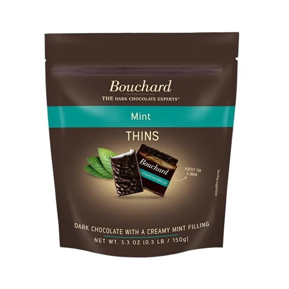 Bouchard Dark Chocolate Mint Thins (72% Cacao) 5.3 OZ (0.3 LB/150g)