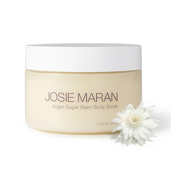 Josie Maran Argan Sugar Balm Body Scrub - Exfoliating Sugar Scrub with 100% Pure Argan Oil & Coconut Oil - Softens, Smoothes & Hydrates Dry Skin - Vegan + Cruelty Free - Night Flower (18 oz)