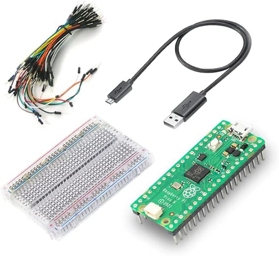 SB Components Raspberry Pi Pico H Starter Kit - RP2040 Dual-Core Cortex-M0+ | 400-Point Breadboard, Micro USB Cable and Jumper Wires Included | Supports MicroPython, C and C++