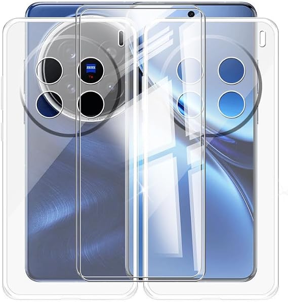 Phone Case for Vivo X200 Pro V2405A, V2405DA (6.78"), with 2 x Tempered Glass Screen Protector, with 2 x Ultra-Thin Clear Soft TPU Bumper Anti-Scratch Shock-Proof Case - Clear+Clear