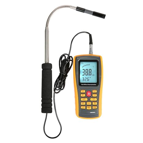 NEWTRY Digital Anemometer Thermosensitive Wind Speed Meter Sensor Portable Wind Gauges Air Flow Velocity Thermometer for Measuring Wind Speed Temperature Volume with Backlight GM8903