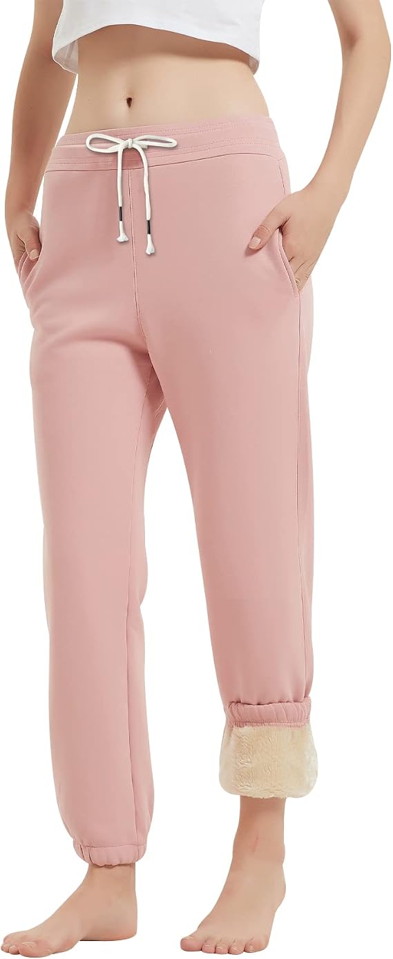 Gihuo Women's Sherpa Lined Sweatpants Winter Jogger Sweat Pants Warm Athletic Pants