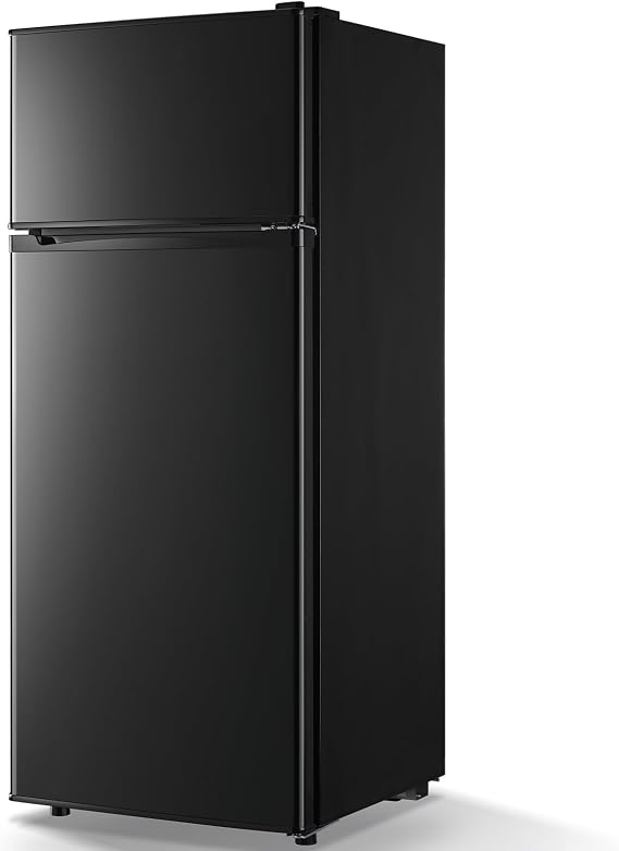 DEMULLER 4.5 CU.FT Refrigerator Black Two Door Fridge with 7 Temperature Settings