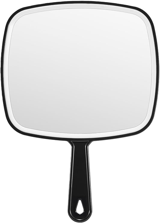 12.4" Lx 9" W Handheld Mirror, Wide View Shower Mirror, Black