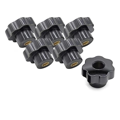 Plastic Screw On Type Knurled Clamping Nuts Knob Handle M8 Threaded 7pcs Black