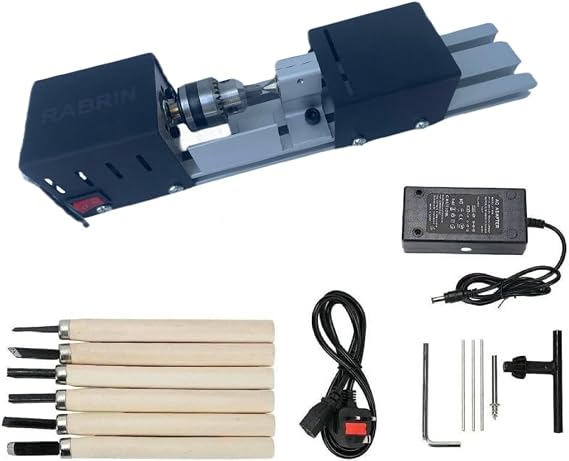 RABRIN Mini Lathe Beads Polisher Machine Diy CNC Machining for Table Woodworking Wood DIY Tool Lathe Standard Set