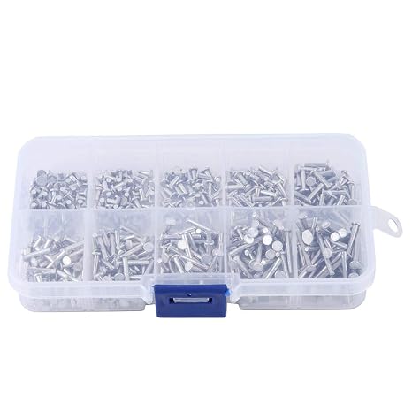 Solid Rivet 500pcs M2 Flat Head Aluminum Rivets Flat Head Solid Rivet 3mm-18mm Length Repairs Studs Decoration Machine Screws Nuts Flat Rivet Kit