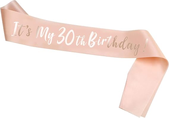 HOWAF Rose Gold 30th Birthday Sash,#39;It's My 30th' Satin Sash for Decorations, Women's 30 Birthday Gift, One Size