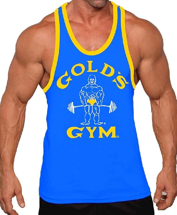 Gold's Gym Tank Top Ringer - Official Licensed - RT-2 (XXL, Royal/Gold)