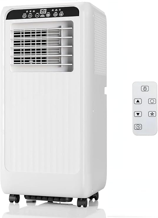 GarveeTech 8000 BTU Portable Air Conditioner, 3 in 1 AC Unit for 350 Sq.Ft. with Built In Dehumidifier, 2 Speed Fan, Timer, Remote, Led Display, Small Air Cooler for Bedroom RV, White