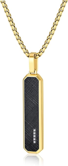 GAVU Tag Necklace for Men, Mens Stainless Steel Pendant Necklace Black Tag Pendant for Men