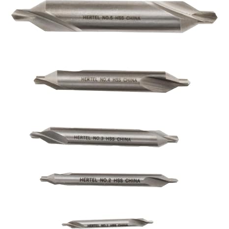 Hertel 5-Piece HSS Combo Drill and Countersink Set, 60 Degree Angle, Plain Edge, #1 to #5