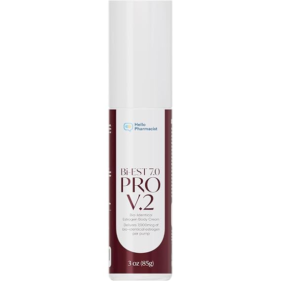 HelloPharmacist BiEst 7.0 PRO V2 Bioidentical Estrogen Cream for Women - 90 Pumps - Wild Yam Natural Estrogen Based Body Cream - 3oz