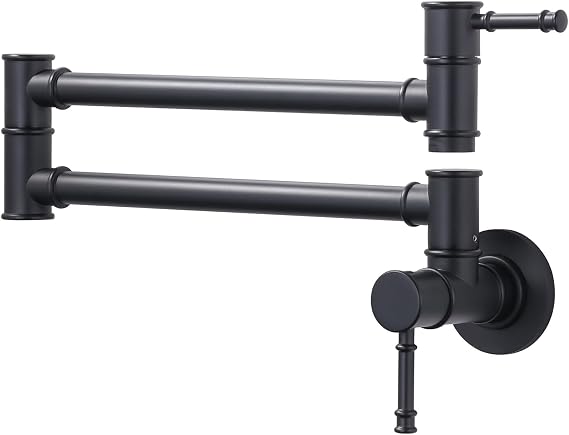 ALEASHA Pot Filler Faucet, Wall Mount Stove Faucet, Matte Black