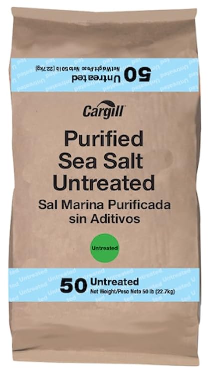 Cargill Purified Untreated Sea Salt, 50 Pound Food Grade Bulk Bag in Box for Canning & Commercial Use
