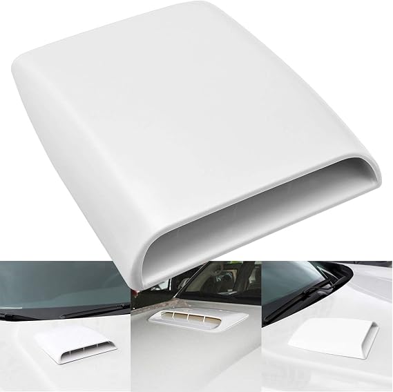 KATUR Universal Car Decorative Air Flow Intake Hood Scoop Vent Turbo Bonnet Cover White