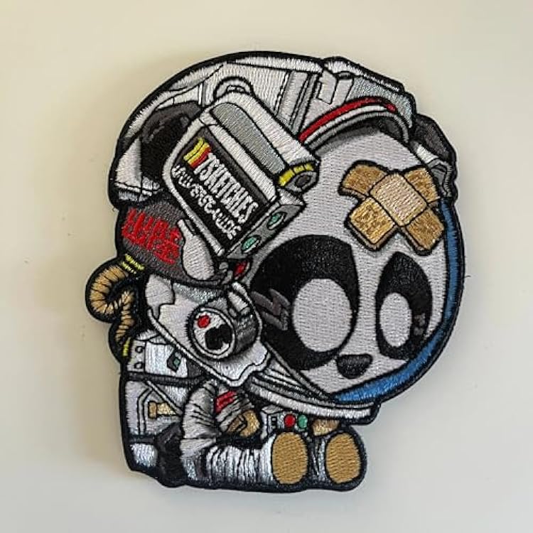 Sad Astro Space Panda White Embroidery Morale Patch