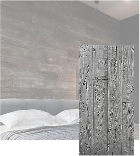 3D Wall Panels, Natural Board Effect Accent Brick, Artificial Texture Wall Stickers Ideal for Kitchen Living Room Bedroom(Gray,0.6x1.2m/23.6x47.2in/1pcs)
