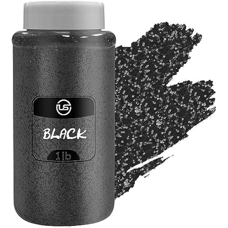 Black Glitter Bulk, Fine Glitter for Crafts, Resin and Scrapbooking 1 LB16OZ Shaker Bottles Great for Tumblers and Crafts