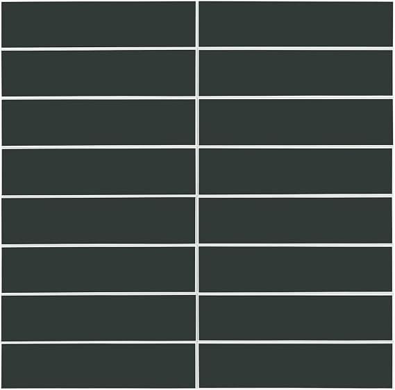 HOMEART Dark Green Peel and Stick Backsplash, 6-Sheet Self Adhesive Stacked Linear Matte Faux Ceramic Wall Tiles for Kitchen Bathroom (12"x12")