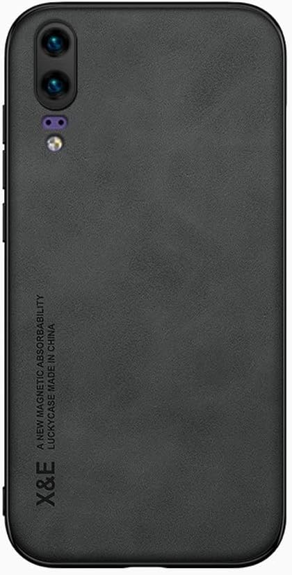 Kepuch Silklike Case for Huawei P20 - Cover Bumper Built-in Metal Plate for Huawei P20 - Black