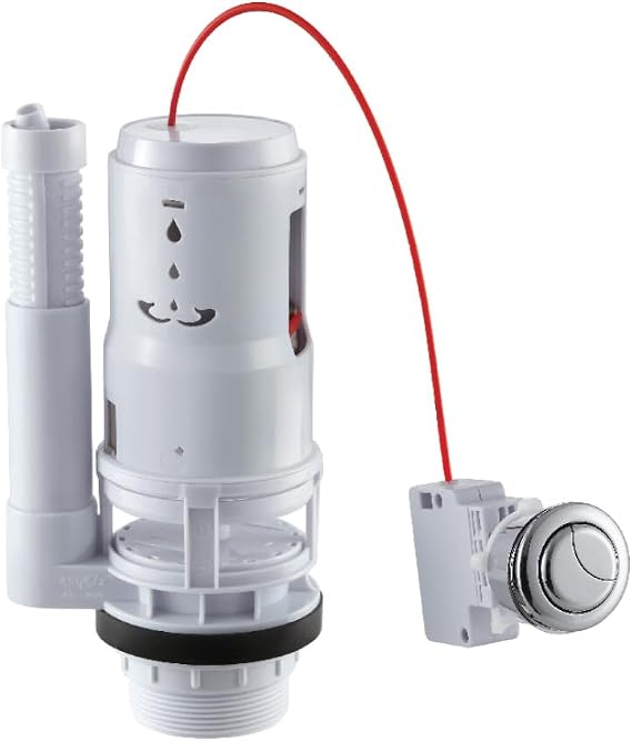Toilet Flush Valve 2" Two-piece, Adjustable with Cuttable Overflow Pipe, Dual-Action Button, 30cm Cord White