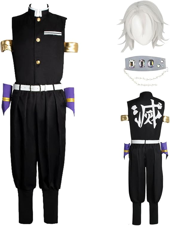 UZAIN Anime Uzui Cosplay Outfit Tengen Uniform Costume Headwear Sleeveless Top and Pants Full Set For Adult