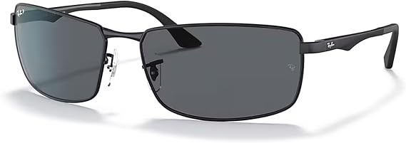 Ray-Ban RB3498 00681 64MM Matte BlackPlastic Lens Grey Gradient Polarized Rectangular Sunglasses For Men BUNDLE with ACCESSORY EYEWEAR KIT