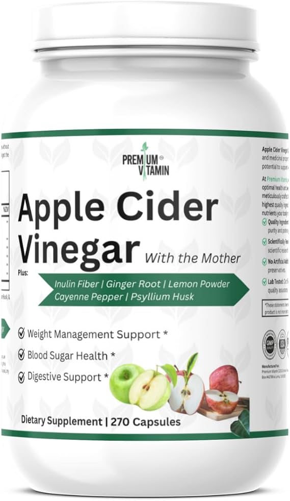 Apple Cider Vinegar Capsules, 1575mg, 270 Count, Extra Strength, Non-GMO, Gluten Free