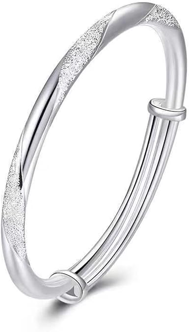 925 Sterling Silver Bangle Bracelets for Women Trendy Jewelry Simple Adjustable Silver Bangle Valentine Mothers Day Gift