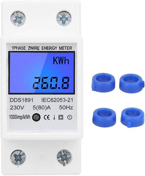 Backlight Energy Meter Single Phase Din Rail Energy Meter 2P Large Screen MultiFunction Backlight Electric DDS1891 with User Manual