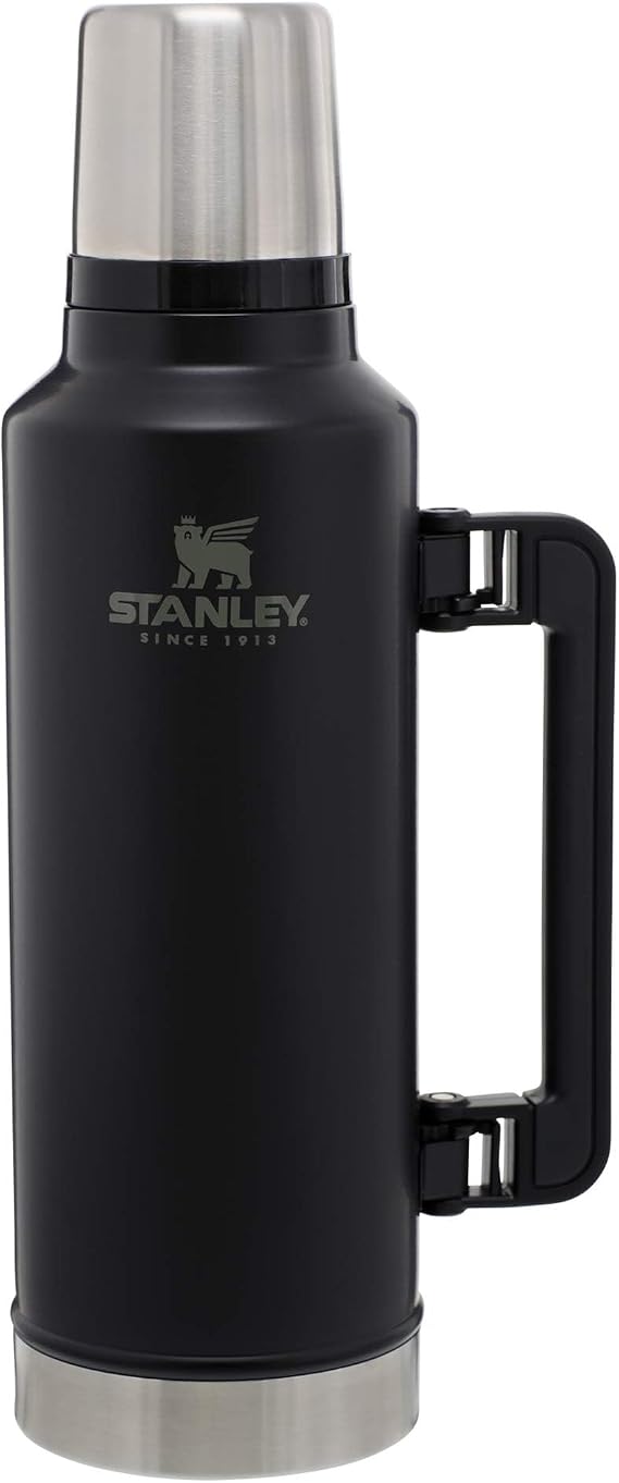 Stanley Classic Legendary Vacuum Bottle 2.0 qt | Wide Mouth with Leakproof Cup Lid | Keep Drinks Hot or Cold | Packable for Travel | Insulated Stainless Steel Thermos | BPA-Free | Matte Black