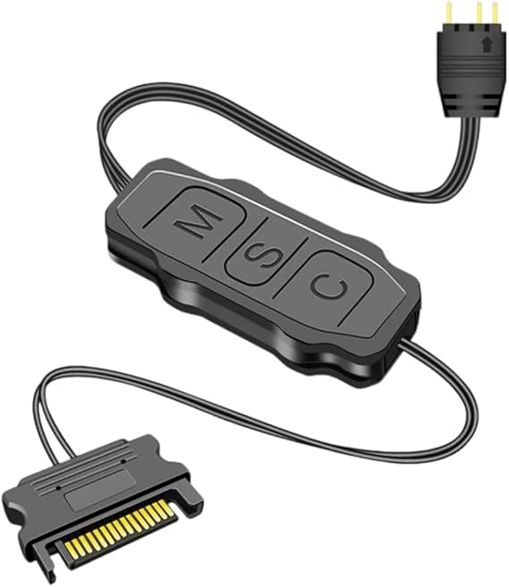 Mini ARGB Controller 3Pin RGB 5V Controller with Monochrome Horse Rainbow 10+ Modes SATA Power for PC Fan, Light Strip, Light Plate,Water/Air Cooled Radiator